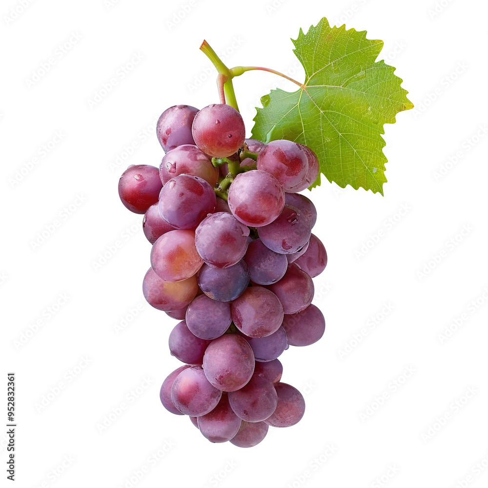 red grapes bunch isolated on white background. Generative AI red grapes bunch isolated on white background. Generative AI