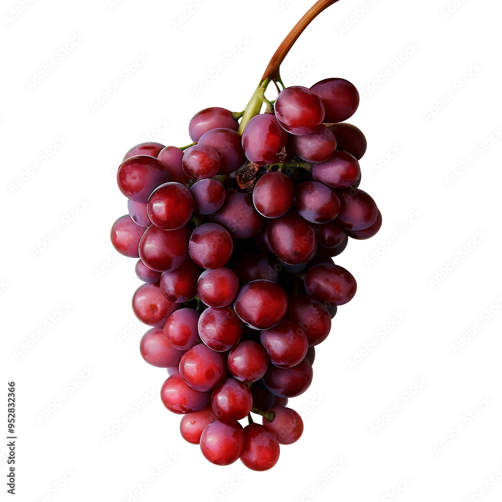 red grapes bunch isolated on white background. Generative AI red grapes bunch isolated on white background. Generative AI