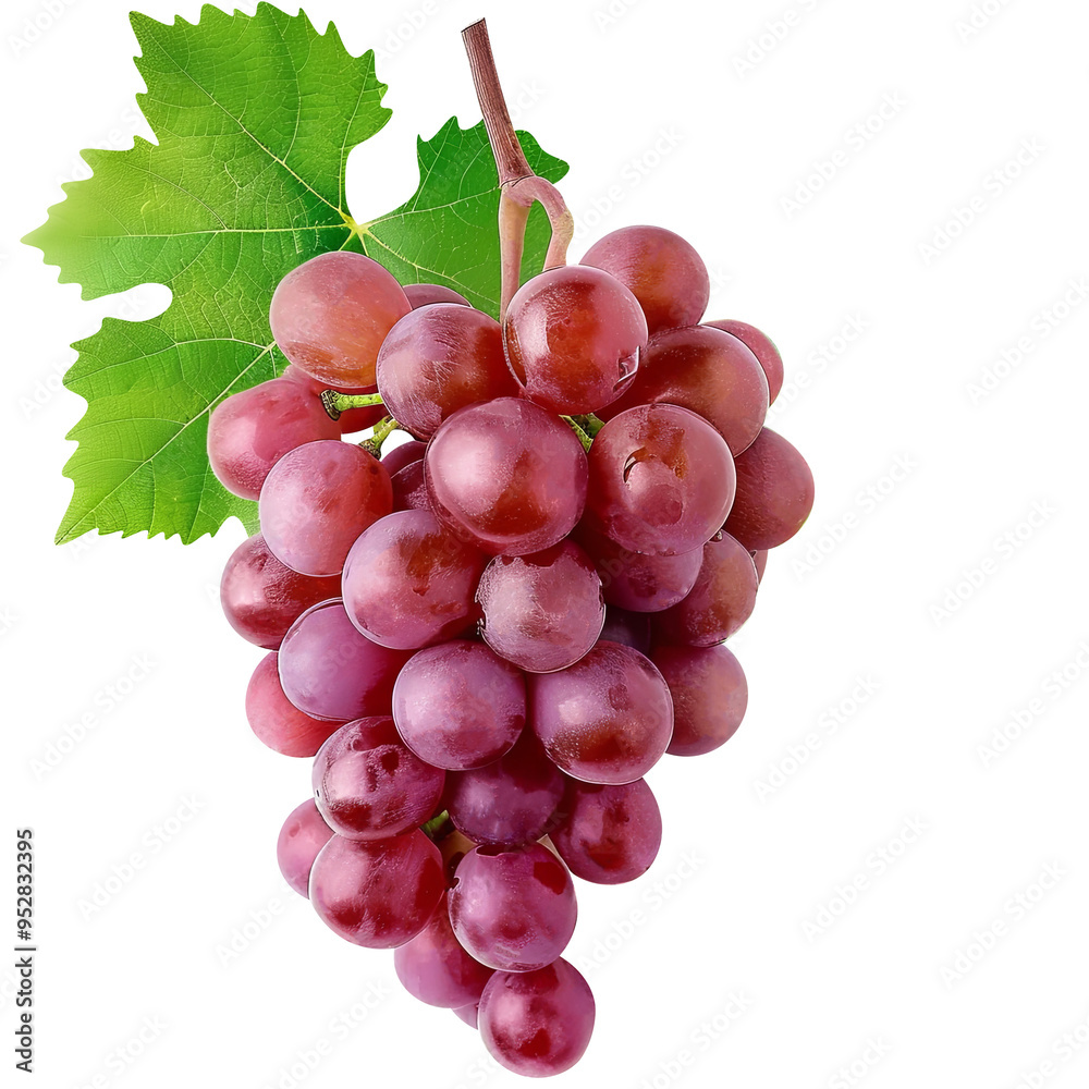 Fototapeta premium red grapes bunch isolated on white background. Generative AI