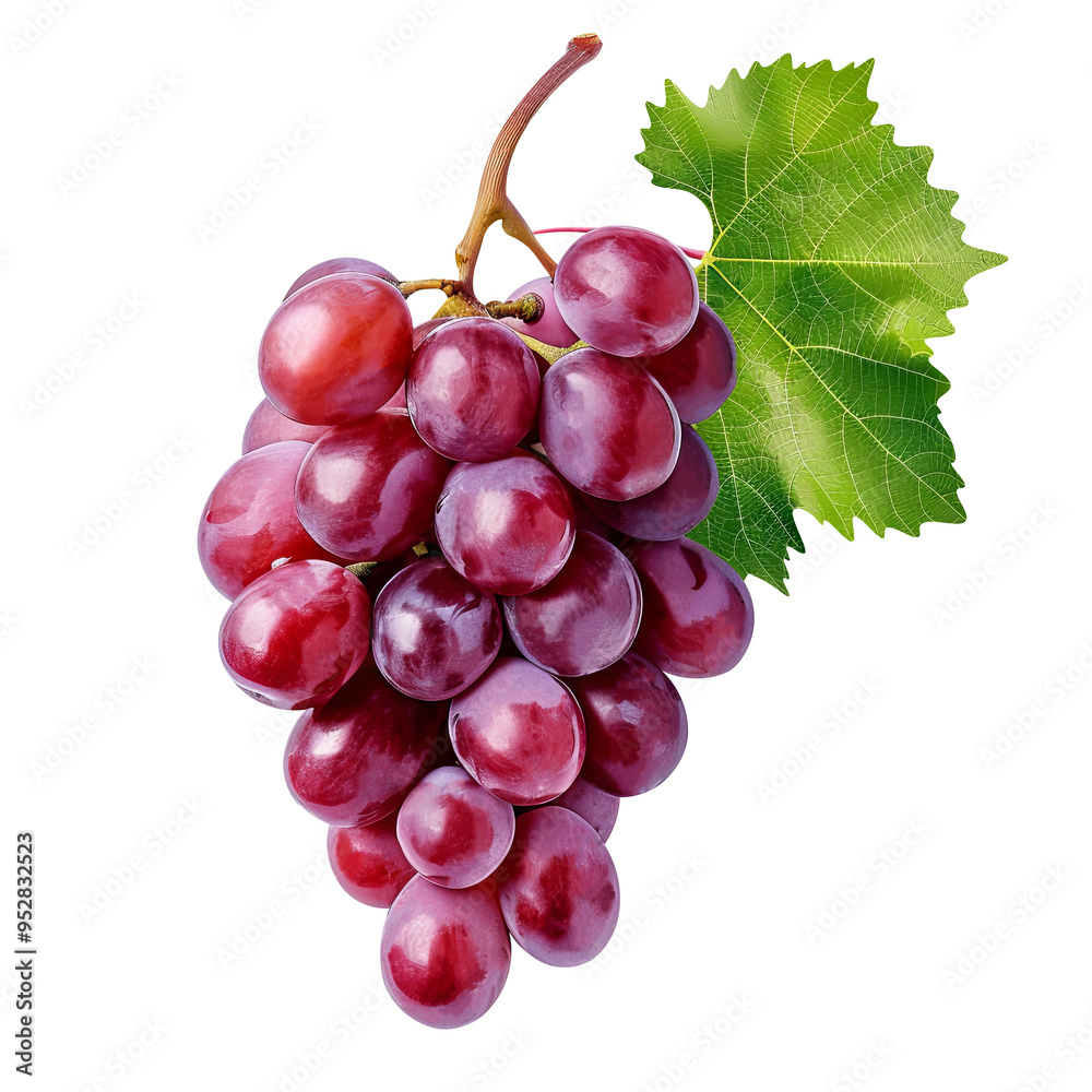 Fototapeta premium red grapes bunch isolated on white background. Generative AI