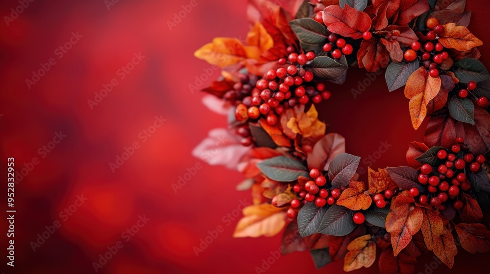 thanksgiving banner decorated with a wreath of autumn leaves, berries, and a message of gratitude and blessings thanksgiving banner decorated with a wreath of autumn leaves, berries, and a message of gratitude and blessings