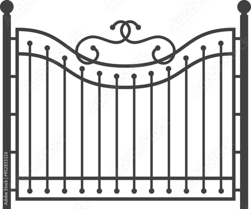 Decorative metal lattice fence. Iron black railing