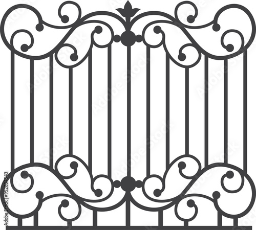 Ornate park fence. Decorative black wrought iron