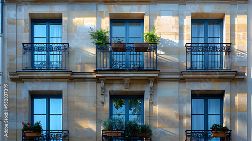 Typical facade of Parisian building near Notre-Dame paris photo