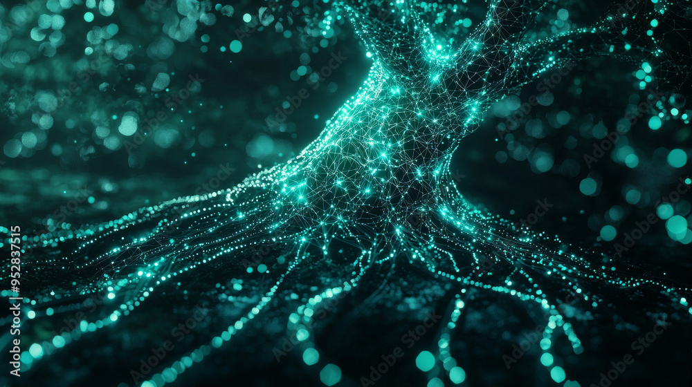 Naklejka premium Abstract Glowing Tree Roots - Digital Art