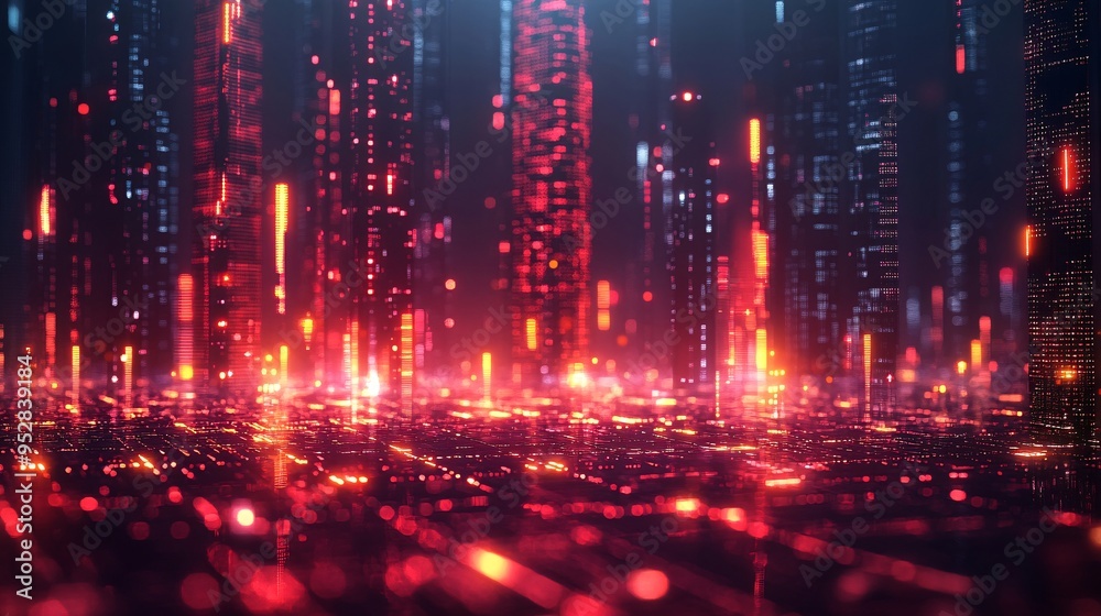 Futuristic smart city interface with abstract financial background Futuristic smart city interface with abstract financial background