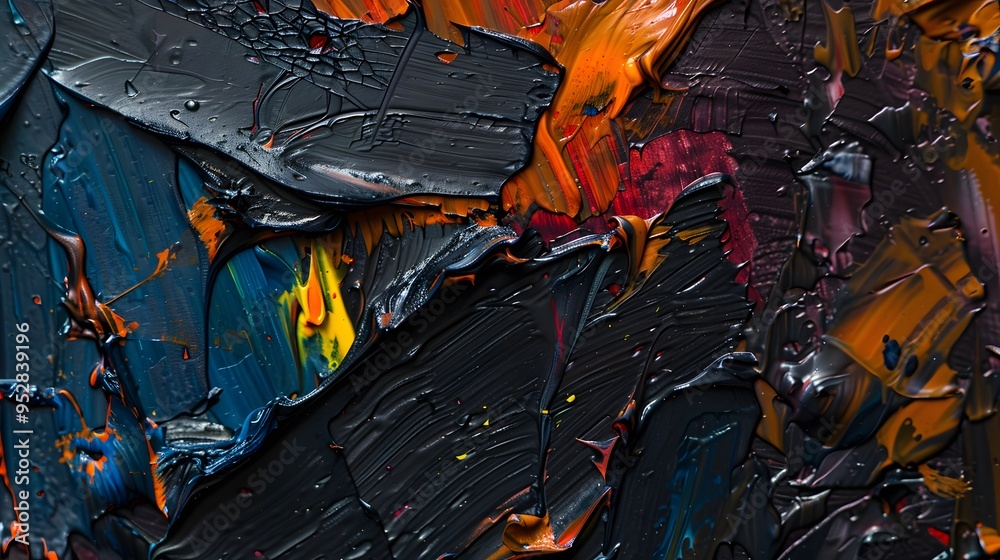Obraz premium Heavy oil paint texture background abstract dark color