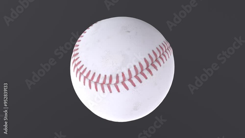 Baseball spins in mid-air against a dark background