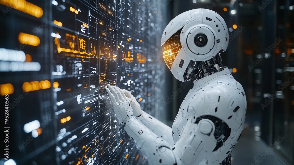 Medical Technology Innovation: Medical technology, doctor using AI robots for diagnosis, care, and increasing accuracy in patient treatment in the future. Medical research and development innovation