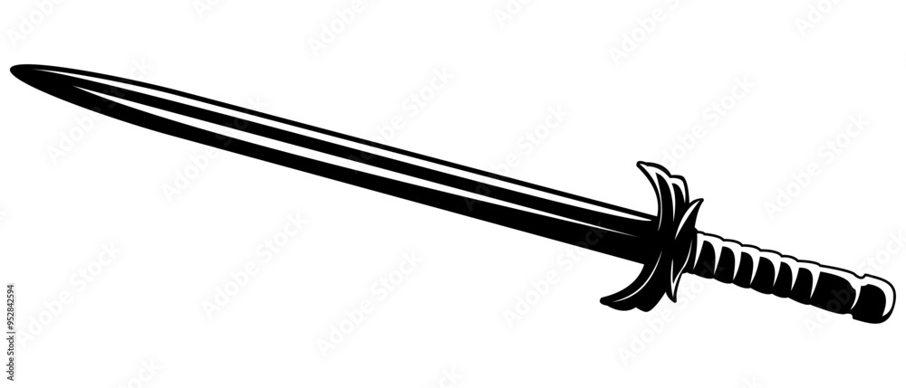 Single greatsword isolated on white background. Vector illustration editable and scalable EPS file, easy to print. Graphic black and white flat silhouette design. For logos, icons, emblems, etc Single greatsword isolated on white background. Vector illustration editable and scalable EPS file, easy to print. Graphic black and white flat silhouette design. For logos, icons, emblems, etc
