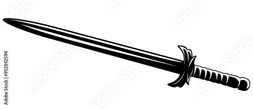 Single greatsword isolated on white background. Vector illustration editable and scalable EPS file, easy to print. Graphic black and white flat silhouette design. For logos, icons, emblems, etc