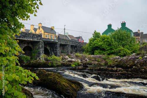 Panoramic view of the Ring of Kerry, Ireland. Sneem falls.
