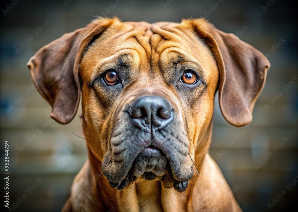 With floppy ears drooping low and a wrinkled face, this mixed-breed dog exudes charm, its muscles rippling beneath a velvety coat. With floppy ears drooping low and a wrinkled face, this mixed-breed dog exudes charm, its muscles rippling beneath a velvety coat.