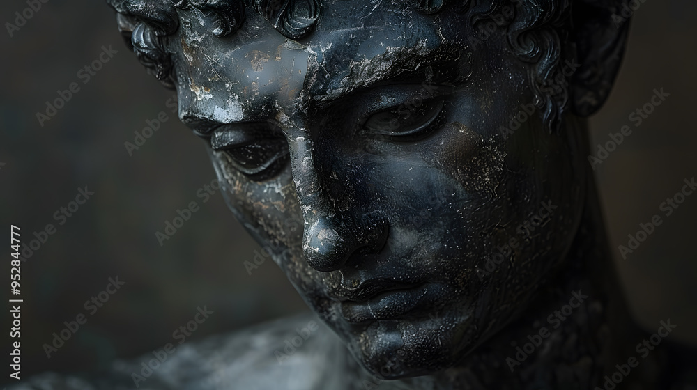 Stoic Greek Statue on Black Background | Classical Sculpture Highlighting Ancient Greek Art and Philosophy Stoic Greek Statue on Black Background | Classical Sculpture Highlighting Ancient Greek Art and Philosophy
