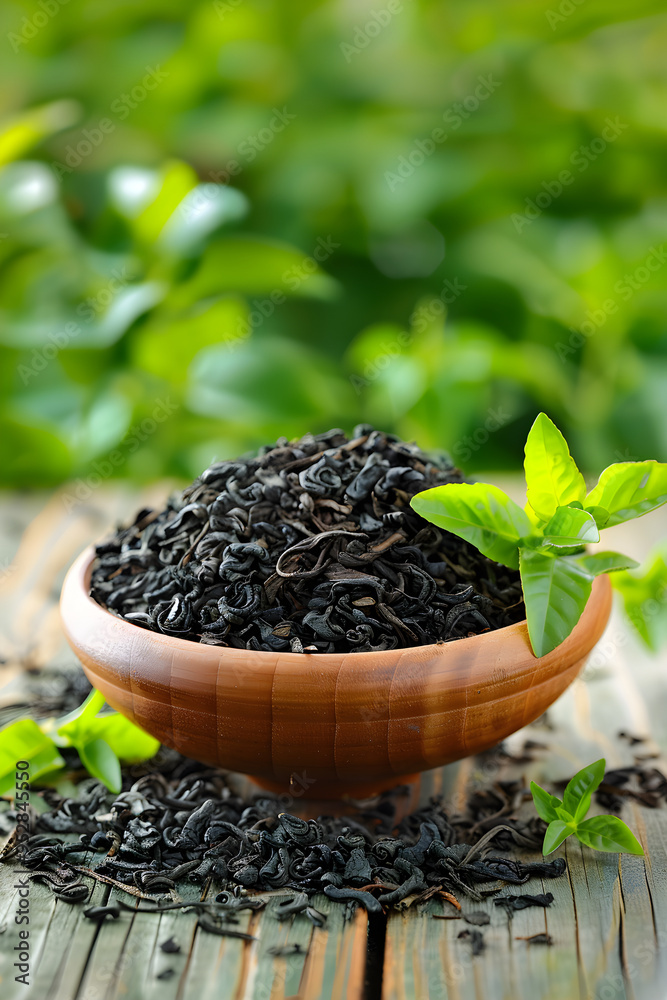 Black Turkish tea leaves on a street cafe table. Concept vertical template for advertising drinks, tea, fresh raw materials, traditional drinks of Turkey, copyspace Black Turkish tea leaves on a street cafe table. Concept vertical template for advertising drinks, tea, fresh raw materials, traditional drinks of Turkey, copyspace