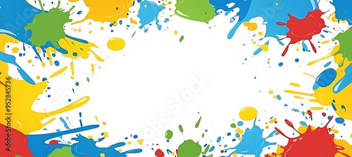 A colorful, abstract splash pattern with a clear central area for text