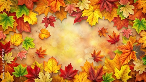 Seamless background with colorful autumn leaves , fall, foliage, nature, seasonal, pattern, texture, vibrant, orange, red