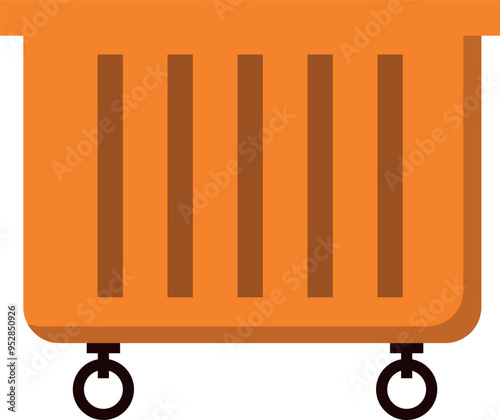 Garbage can. Wheeled street waste orange container