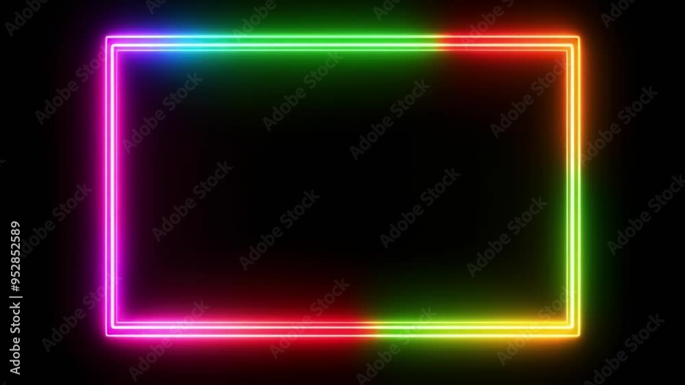 Animation on dark background with neon lights in geometric shape Animation on dark background with neon lights in geometric shape