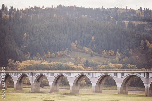 Poiana Largului viaduct. Viaduct at Lacul Izvorul Muntelui, Moldova, Romania.  photo