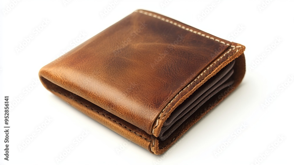 Brown leather wallet isolated on a white background Brown leather wallet isolated on a white background