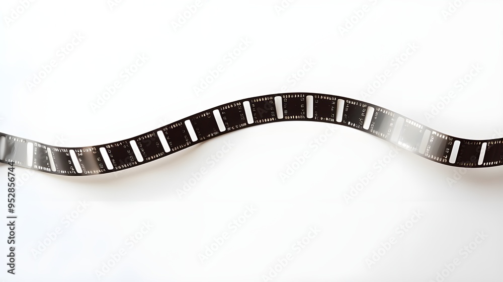 A minimalist stock photo of a single film strip with blank frames on a white background. The film strip is positioned diagonally, offering a modern and simple look. A minimalist stock photo of a single film strip with blank frames on a white background. The film strip is positioned diagonally, offering a modern and simple look.