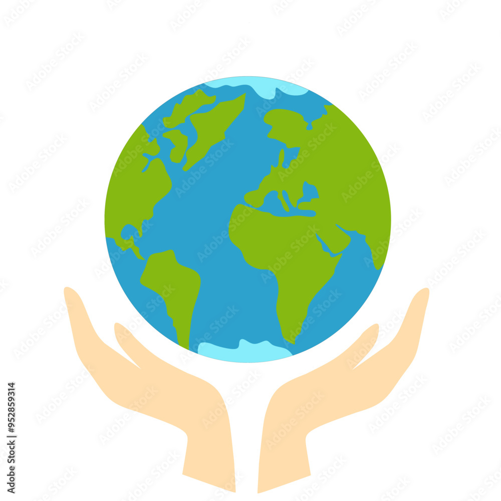Illustration of two hands supporting the earth Illustration of two hands supporting the earth
