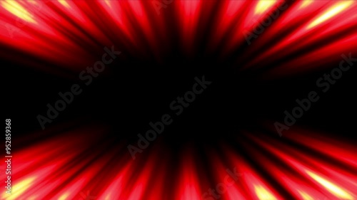 Red overlay streaks effects radiating outward from black center. Black background. Seamless loop. 4K. Perfect for intros, product launches, fiery backgrounds or intense design elements in projects.
