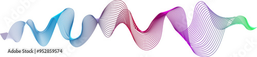 Color line waves effect. Audio curved equalizer