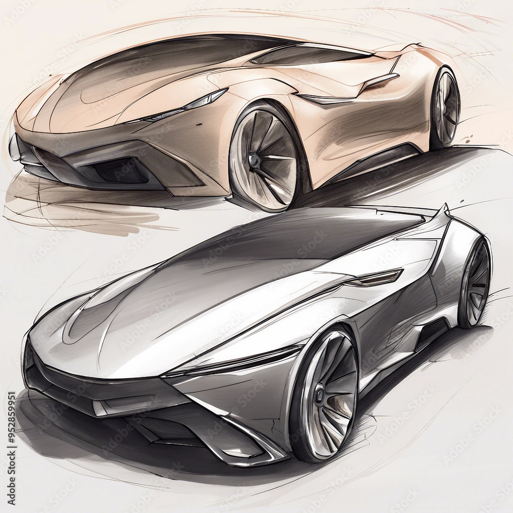 Naklejka premium car sketch illustration background