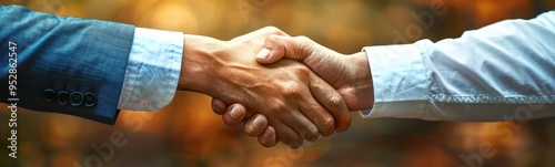 Someone is shaking hands with another person in a suit