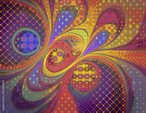 Bright Polka Dot Pattern Abstract and Playful Retro Design with Colorful Circles and Bold Background