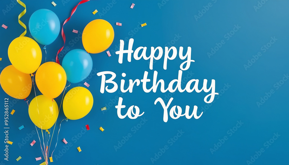 Festive Poster: A poster with Happy Birthday to You written on it, surrounded by colorful balloons and confetti. festive atmosphere perfect for celebrating birthdays. Festive Poster: A poster with Happy Birthday to You written on it, surrounded by colorful balloons and confetti. festive atmosphere perfect for celebrating birthdays.