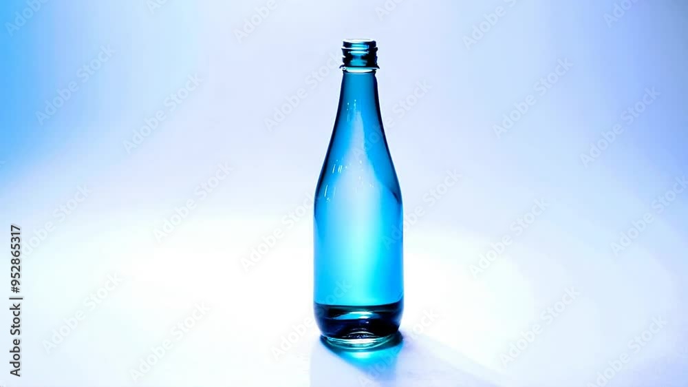 Captivating blue glass bottle on a white background during daylight Captivating blue glass bottle on a white background during daylight