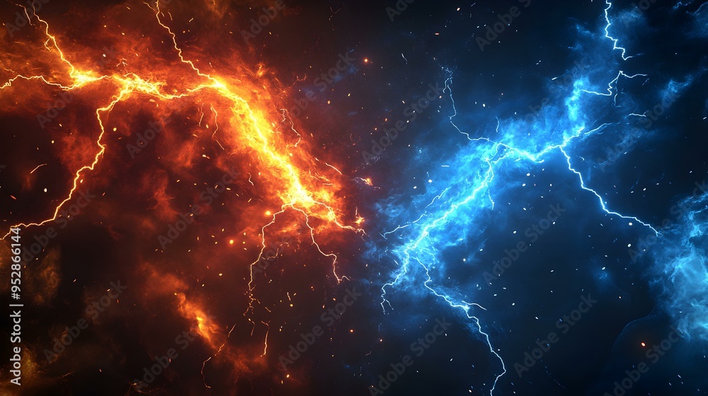 Epic Cosmic Clash: Two Thunderstorms Collide in a Fiery Electrical Storm