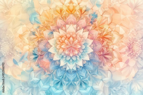 Intricate Mandala Pattern in pastel colors, softly blended into the background