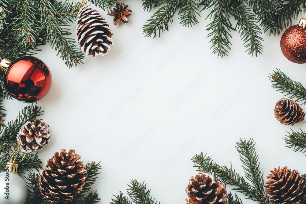 Christmas holiday background. Christmas tree frame with ornaments, stars. Gold and red glitter Christmas corner decoration.Merry Christmas hand written text.For holiday headers, banners, party posters Christmas holiday background. Christmas tree frame with ornaments, stars. Gold and red glitter Christmas corner decoration.Merry Christmas hand written text.For holiday headers, banners, party posters