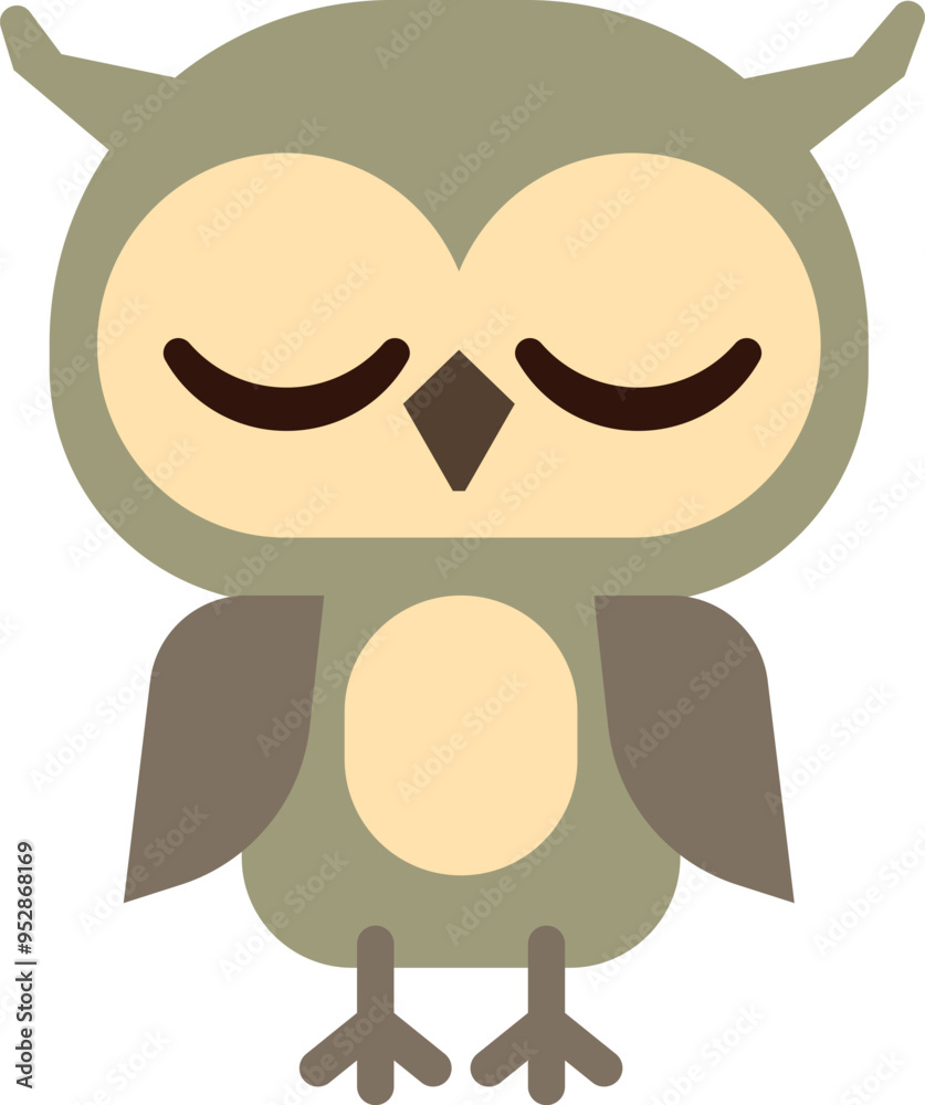 Sleeping owl icon. Cute bird. Animal character Sleeping owl icon. Cute bird. Animal character