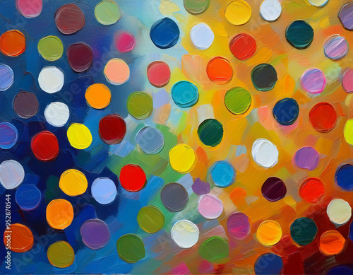 Bright Polka Dot Pattern Abstract and Playful Retro Design with Colorful Circles and Bold Background