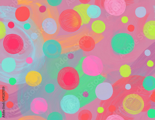 Bright Polka Dot Pattern Abstract and Playful Retro Design with Colorful Circles and Bold Background