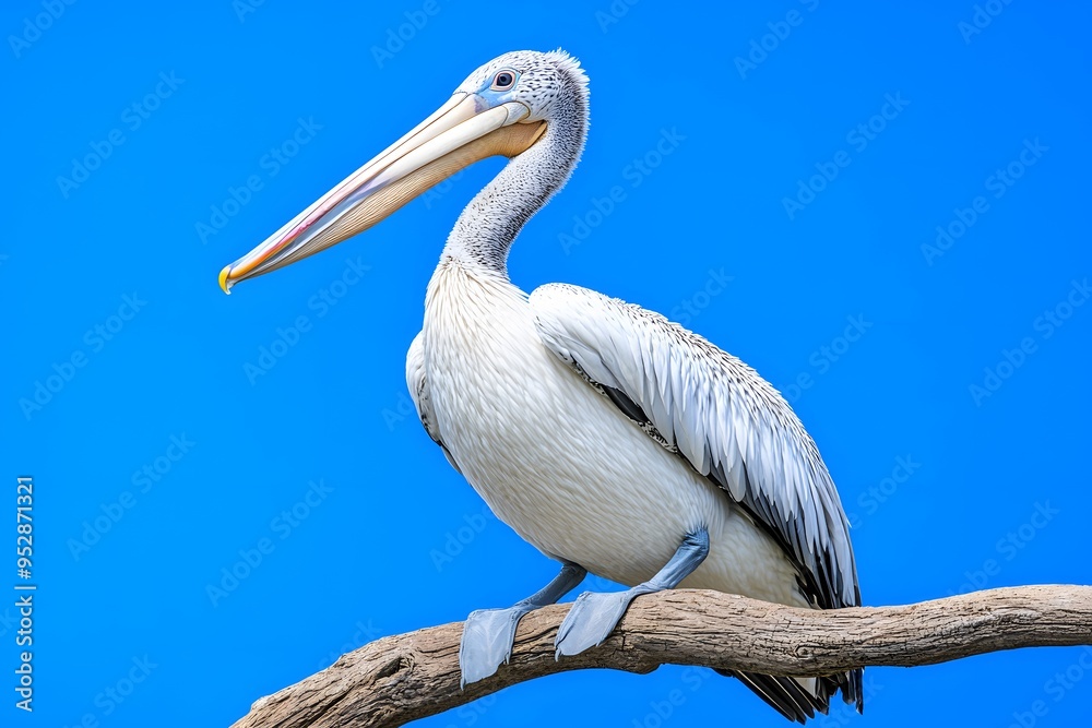 Dalmatian Pelican Bird Perched on a Branch on a Black Background, Realistic Photo, Wallpaper, Cover and Screen for Smartphone, Cell Phone, PC, Laptop, 9:16 and 16:9 Format Dalmatian Pelican Bird Perched on a Branch on a Black Background, Realistic Photo, Wallpaper, Cover and Screen for Smartphone, Cell Phone, PC, Laptop, 9:16 and 16:9 Format