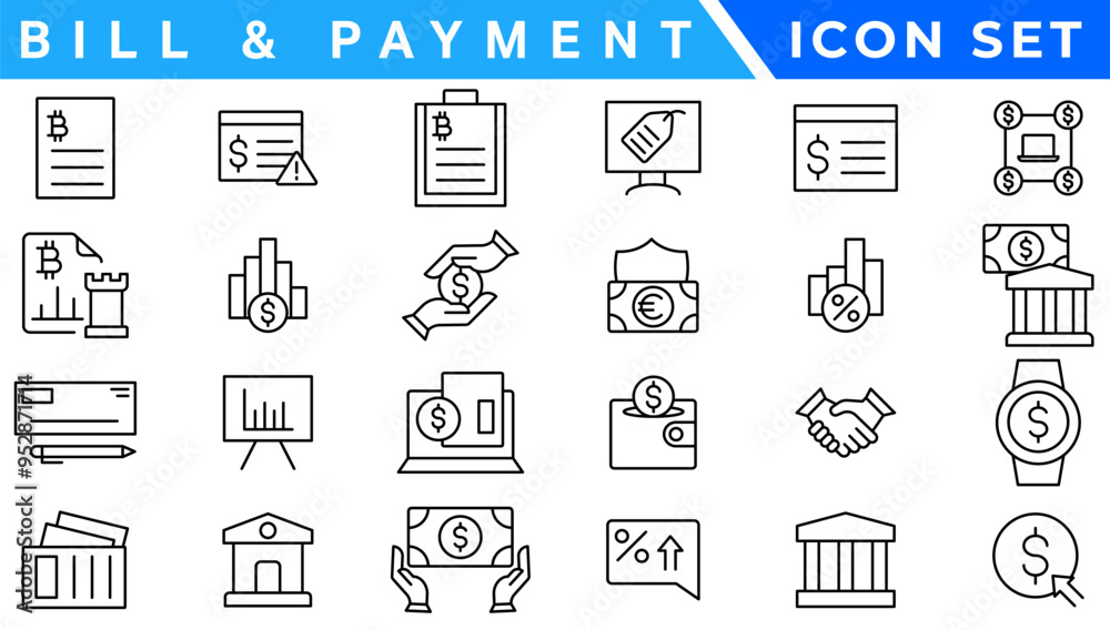 Bill And Payment Method icon. Bill Pay, Cash Wallet, Quick Pay, Card Swipe, Easy Bills, Pay Right, Digital Cash, Secure Pay, Bill Ease, Coin Wallet