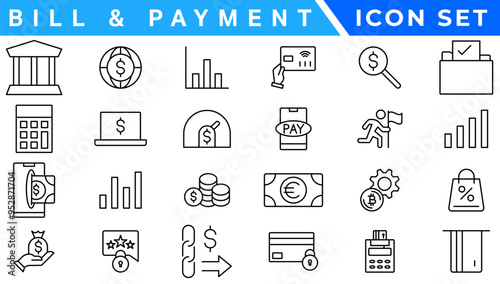 Bill And Payment Method icon. Bill Pay, Cash Wallet, Quick Pay, Card Swipe, Easy Bills, Pay Right, Digital Cash, Secure Pay, Bill Ease, Coin Wallet