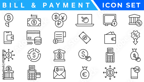 Bill And Payment Method icon. Bill Pay, Cash Wallet, Quick Pay, Card Swipe, Easy Bills, Pay Right, Digital Cash, Secure Pay, Bill Ease, Coin Wallet