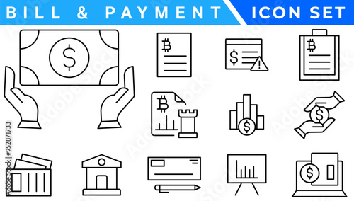 Bill And Payment Method icon. Bill Pay, Cash Wallet, Quick Pay, Card Swipe, Easy Bills, Pay Right, Digital Cash, Secure Pay, Bill Ease, Coin Wallet