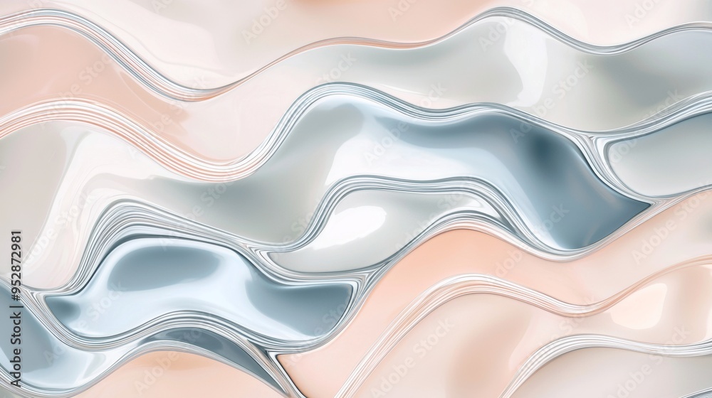 Mesmerizing pastel fluid art painting in blue, pink, and white, adding sophistication to any project