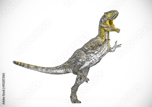 giganotosaurus is ready to fight on white background photo