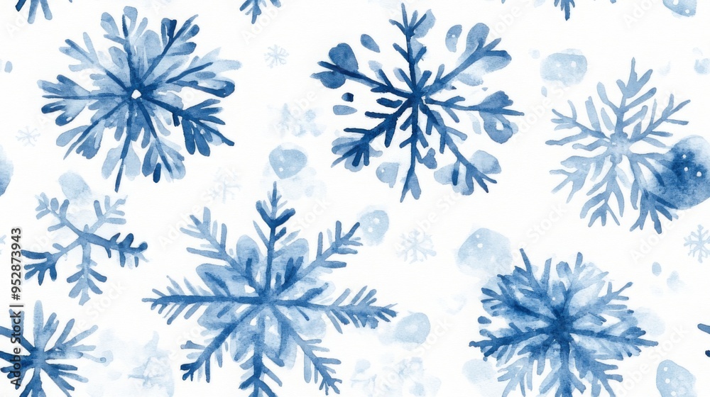 Clouds and sky watercolor hand drawn illustration. Abstract blue snowflakes winter watercolour background. Sky pattern with snow. Light blue watercolour paper texture background. Clouds and sky watercolor hand drawn illustration. Abstract blue snowflakes winter watercolour background. Sky pattern with snow. Light blue watercolour paper texture background.