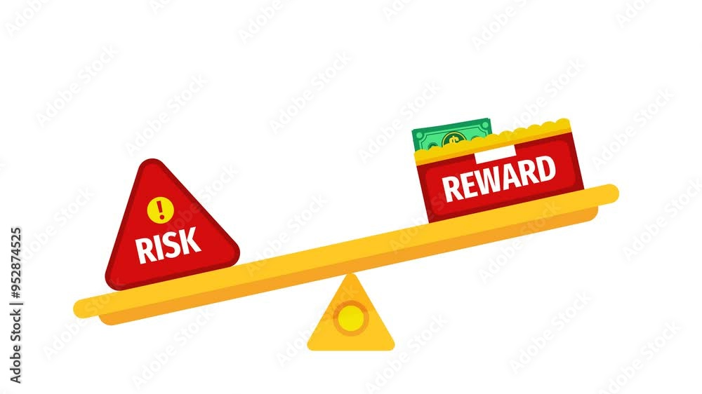 Risk reward on balance scale concept animation. Transparent 4K Alpha ...