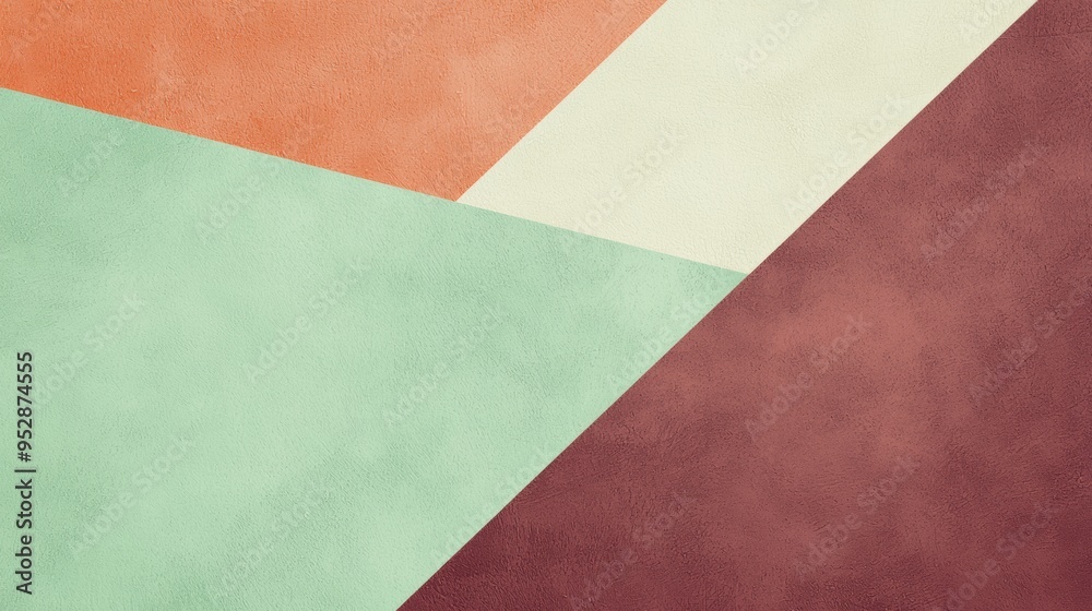 Abstract background featuring a geometric pattern with a textured effect, combining green, orange, beige and brown colors Abstract background featuring a geometric pattern with a textured effect, combining green, orange, beige and brown colors